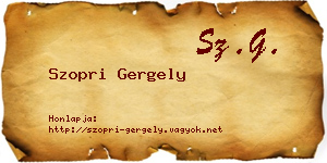 Szopri Gergely névjegykártya
